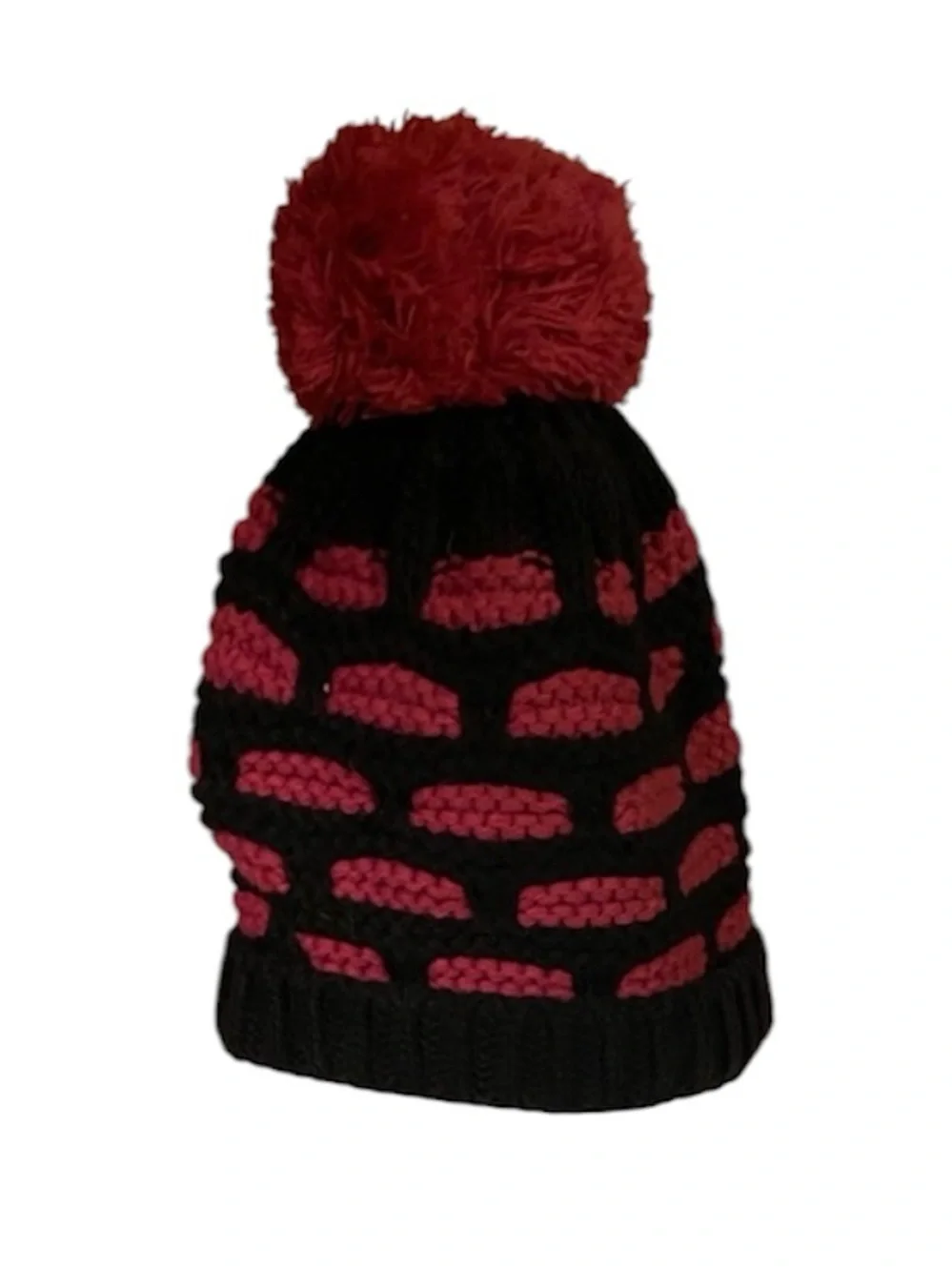 Hot Pink & Black Pom Beanie